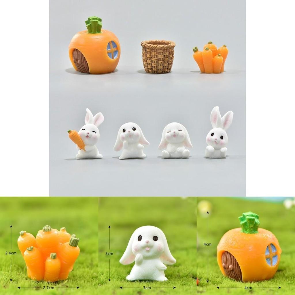 Charming Rabbit Eat Carrot Diy Resin Figurine For Exquisite Micro Landscape Decoration
