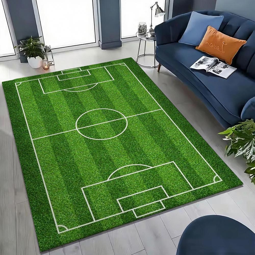Green Soccer Field Indoor Rug Soft Nonslip Carpet For Living Room Play Area Hallway Home Party Decor Valentine'S Day Gift
