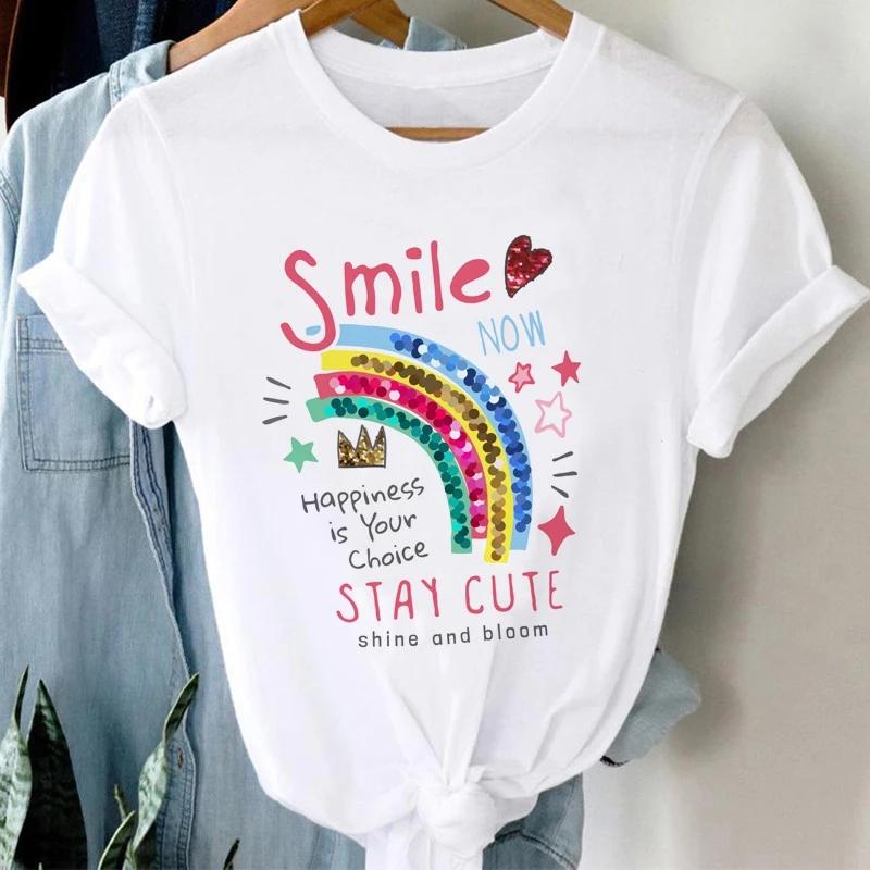 Women Ice Cream Casual Cute Beach 90s Cartoon Short Sleeve Graphic Summer Fashion Print Female Clothes Tops Tees Tshirt T-Shirt