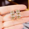 Huitan Two Tone Hoop Earrings with Green/White CZ Luxury Trendy Women Ear Accessories Wedding Party Unique Design Jewelry New