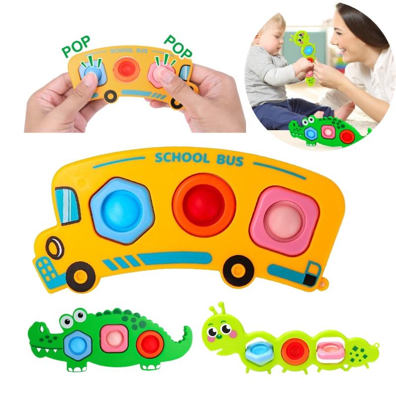 Stress-relieving Bubble Popper Toy Crocodile, Caterpillar, And Bus