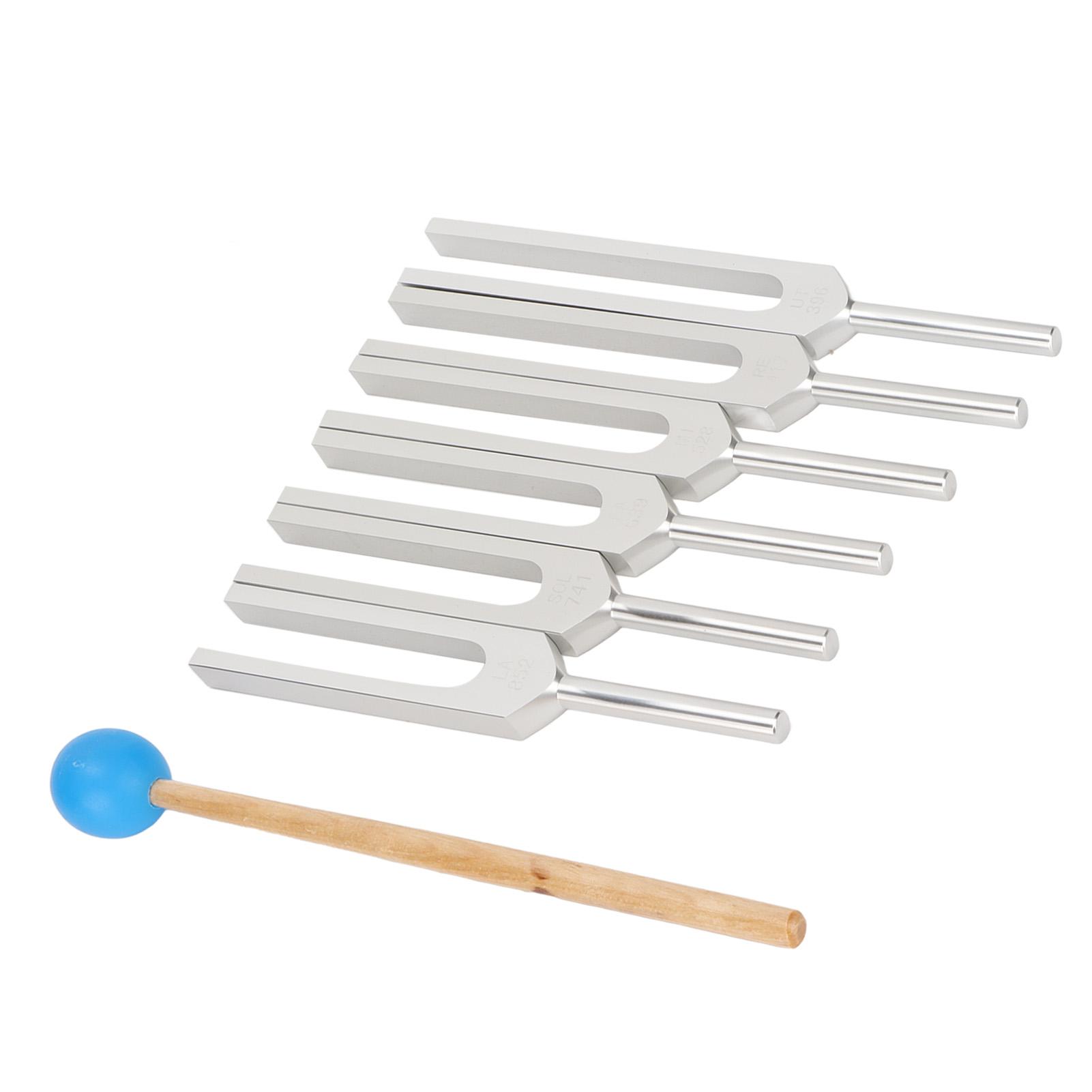 

Набор камертонов для чакр Йога Алюминиевый сплав Лечение стресса для звукотерапевтов UT396 RE417 MI528