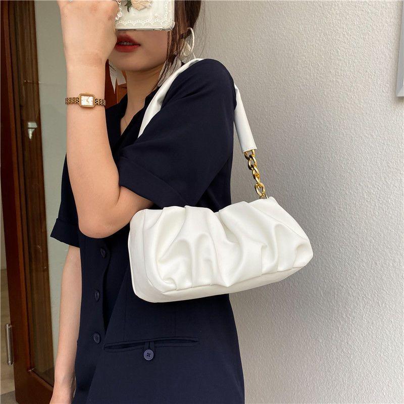 Geantă de damă cu stil avansat, la modă și versatilă, plisată, tip nor, geantă crossbody, cu bandă largă, geantă de umăr cu un singur braț, geantă de mână pentru femei