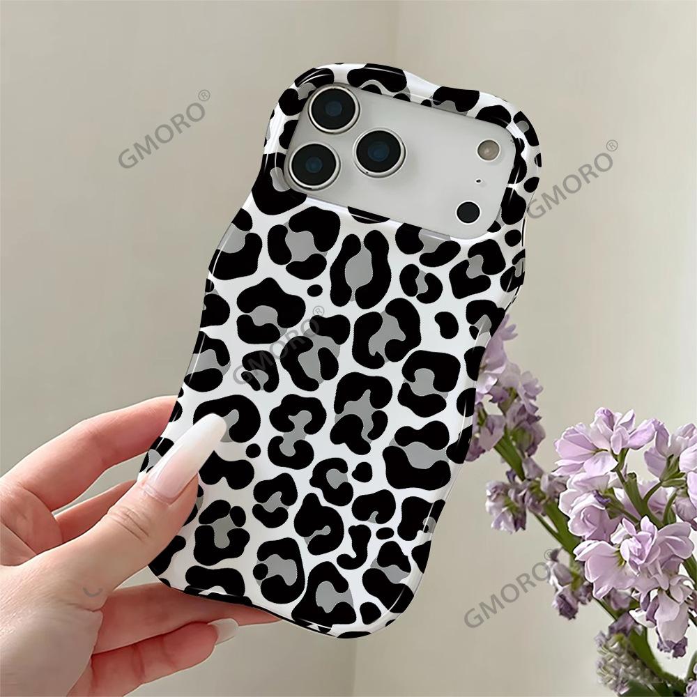 Factory Direct Sales Leopard Print Wavy Film Two-in-one Apple 17 Amazon Popular iPhone16 Anti-drop Protective Case