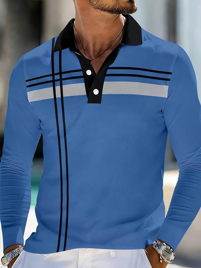 Polo w paski z długim rękawem, wygodne i stylowe na nieformalne okazje.