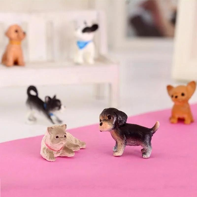 Simulation Mini Jagdhund Mops Hund Miniatur Figur Tiermodell Figur Lernspielzeug für Kinder Heimdekor Schreibtischdekoration