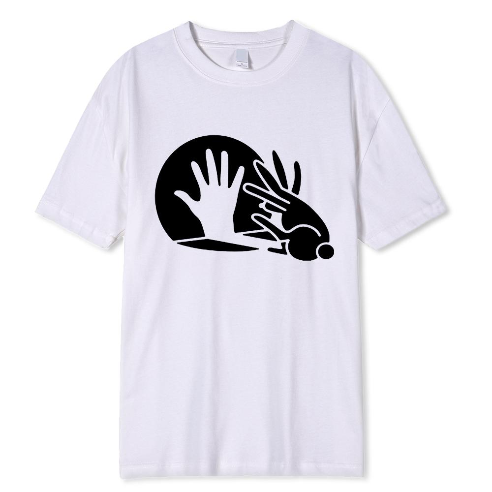 Men Women Funny Rabbit Shirt Animal Bunny Lover Shadow Play Pun Gift T-Shirt Oversized Tops Cotton T Shirt