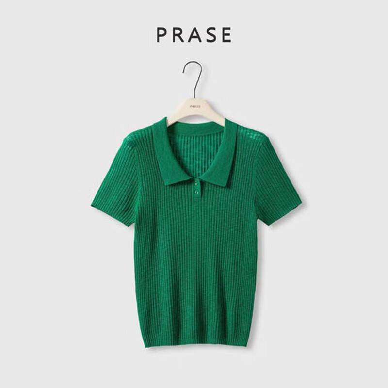 PRASE Women s Short Sleeve Lapel Knit Tee XL