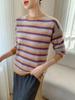 2025 Women's Loose Cashmere Stripe Sweater, Round Neck Knitwear for Autumn/Winter