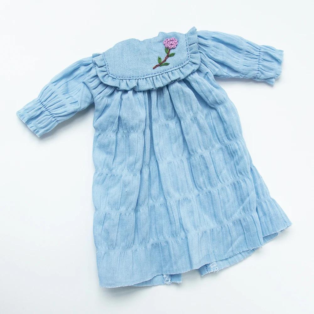 

Blythe Clothing Long Sleeve Little Collar Dress Short Skirt for Ymy Licca Azones Ob22 24 27 Ker YMY Doll Accessories Blytht size синий