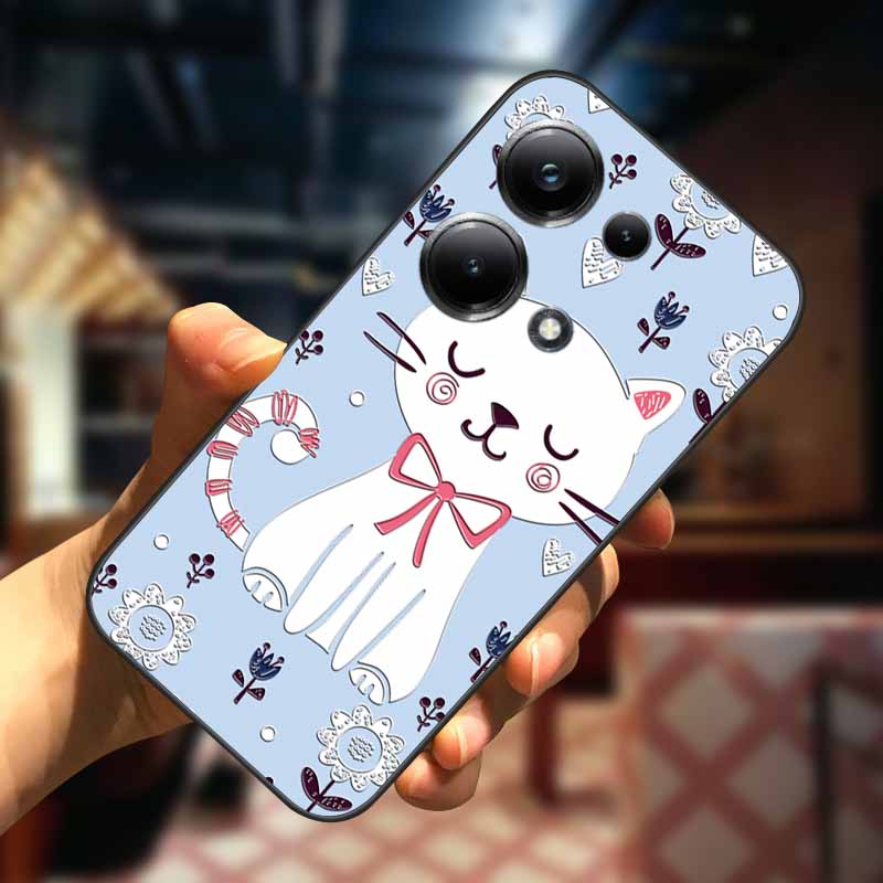 For Xiaomi Redmi Note 13 13pro 5G Case 3D Relief Flower Emboss Soft Silicone Cover For Redmi Note 13 pro Plus Owl interest Cases