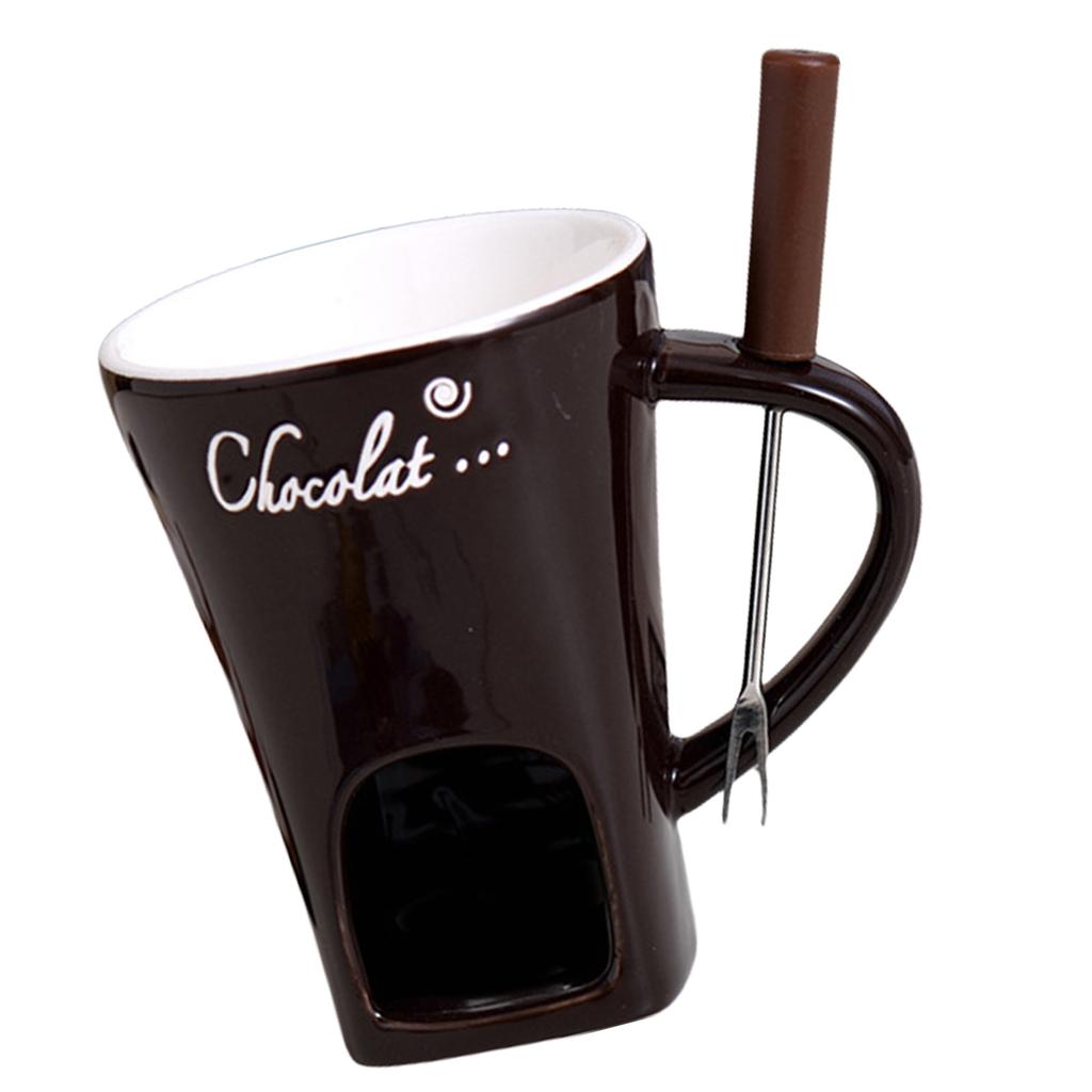 Elegant Fondue Mug Chocolate Melting Cup Multi Purpose Fondue Mug For Chocolate Caramel And Tapas With Tealight Holder
