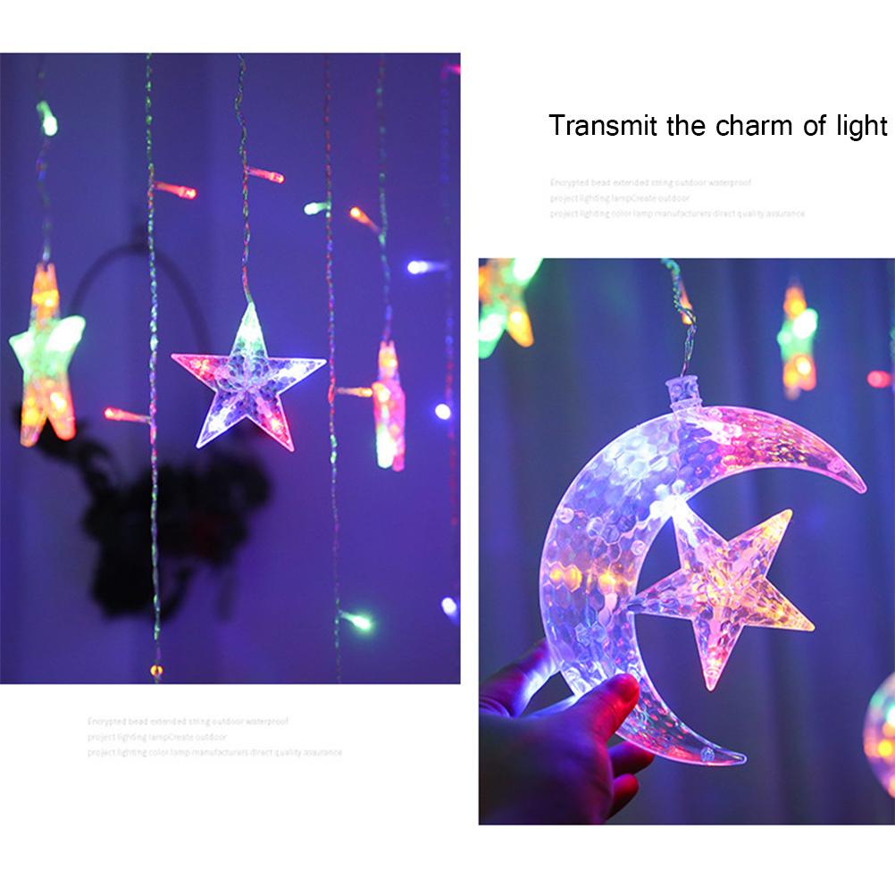 LED Window Curtain String Light Fairy Lights Moon Star String Light Battery USB Powered for Indoor Bedroom Outdoor Party
