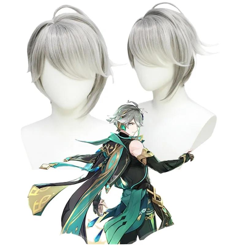 Anime Game   Alhaitham Cosplay Full Set Gloves Wig for Men Outfits Halloween Costume Party Comic Con