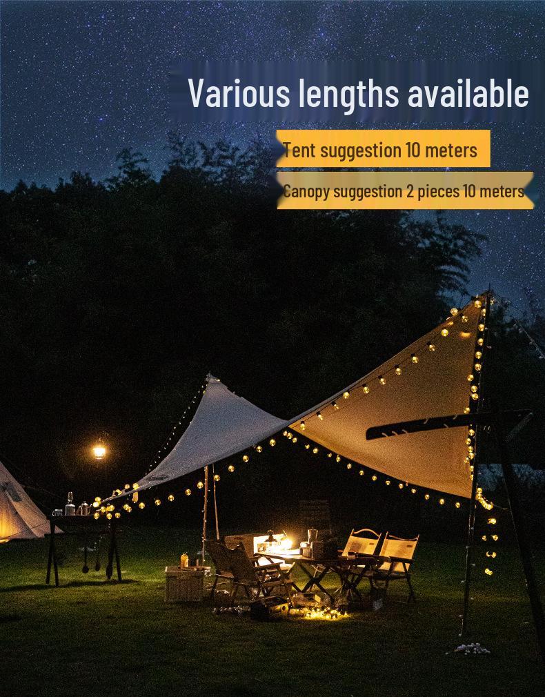 Słoneczne LEDowe Girlandy G50 Kule - Wodoodporne Zewnętrzne Białe Kule Świetlne do Kempingu, Markizy, Dekoracji Namiotu