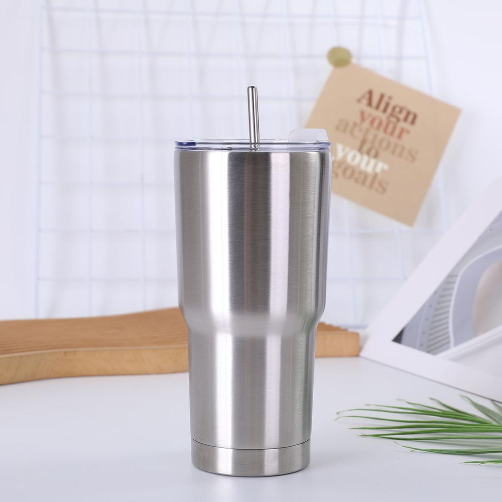 New 20oz Bingba Cup Double-layer vacuum with straw car cup Outdoor car portable 304 thermos cup