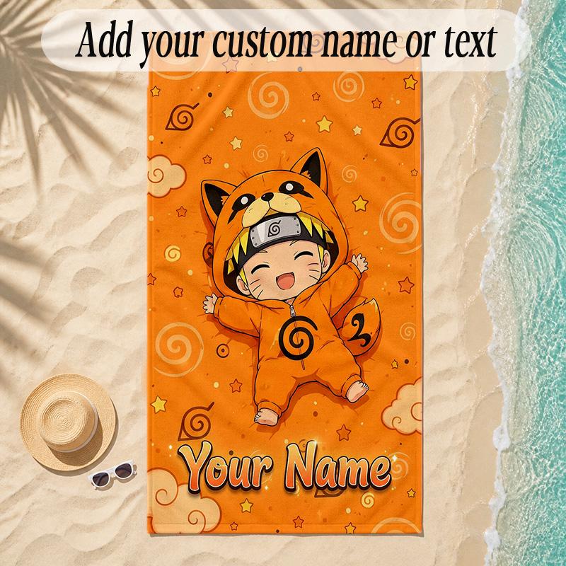 Beach TowelNaruto Custom Name Text Personalized Soft Towel for Beach Pool Indoor Home Decor Gift