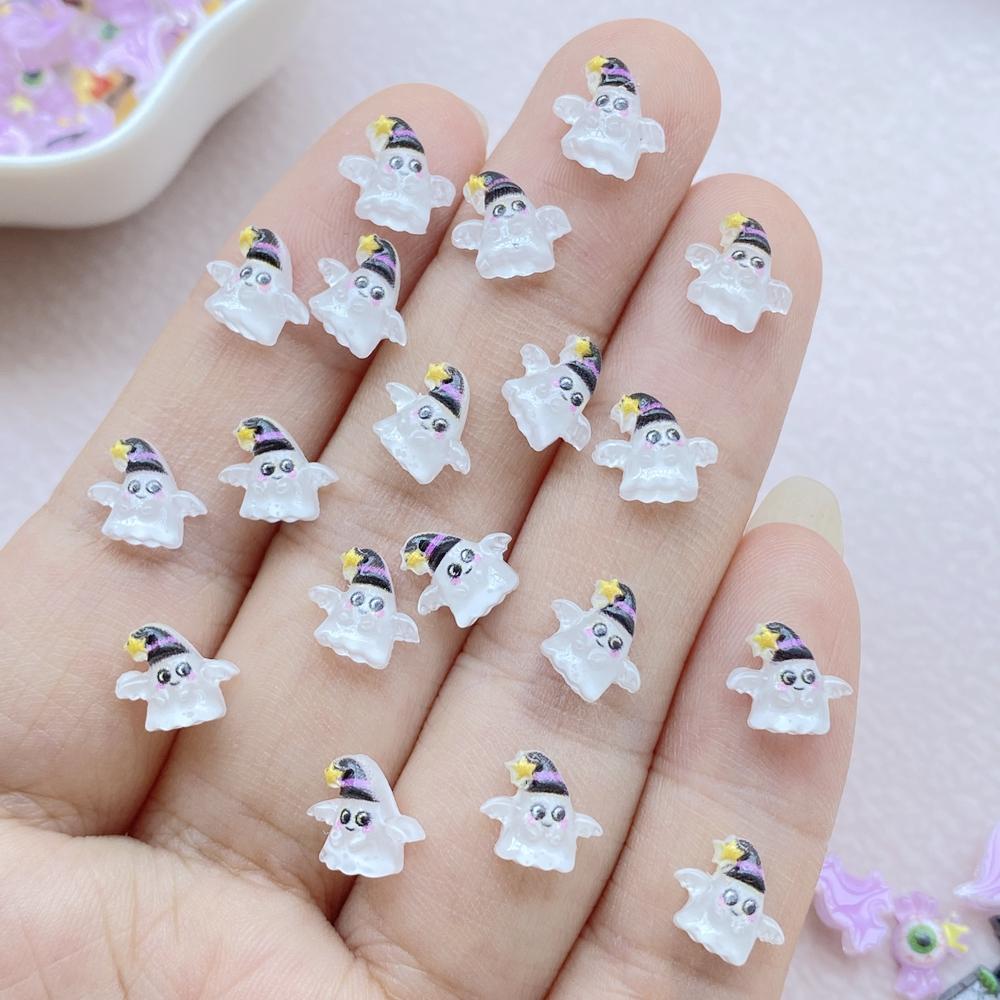 100PCS Halloween 3D Nail Art Decoration Charms Supplies Kawaii Cartoon Halloween Series Accessories Resin Parts Manicure Decor