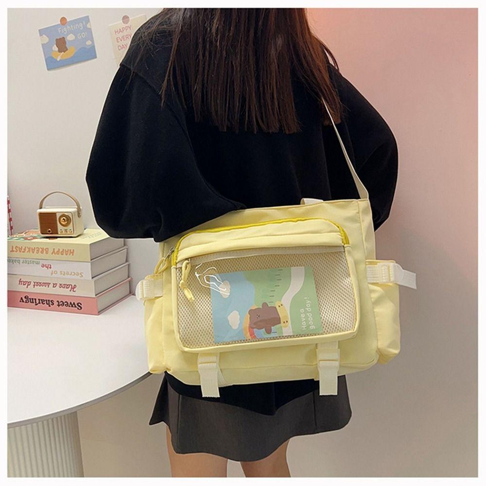 Large Capacity JK Shoulder Bag Harajuku Canvas Tote Bag Lovely Transparent Itabag Shopping