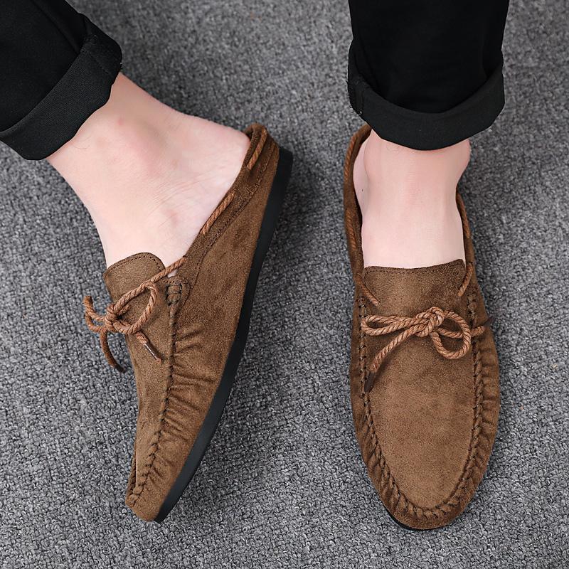 Fashion Summer Half Shoes For Men Dress Shoes Mules Man Slides Leather Casual Shoes Backless Loafers Slippers Flats Sandals 2025