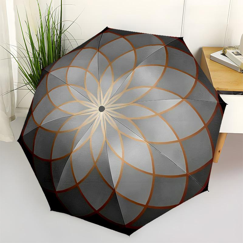 

1pc Lotus Mandala Automatic Opening and Closing Folding Umbrella with 8 Iron Ribs - Portable, Foldable for Travel yy251124041