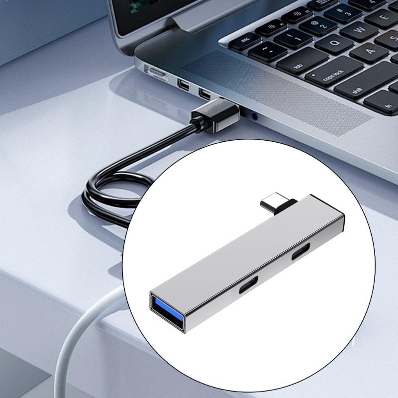 Aluminum USB C Hub Type C To 2Type C+USB Expansion Hub For Fast Data Transmission Supports Multiple Operating Systems