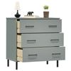 VidaXL Buffet with 3 Drawers Grey 77x40x79.5 Cm Solid Wood OSLO 350980