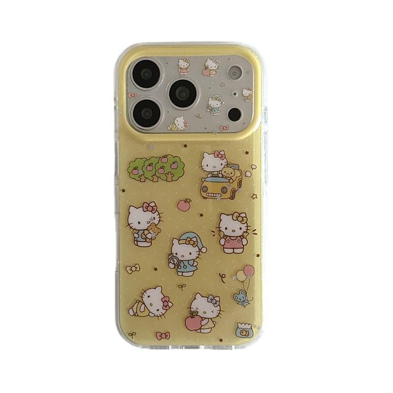 High-End Cartoon Cats Yellow Background iPhone 17/16 Pro Max/15 Pro Case