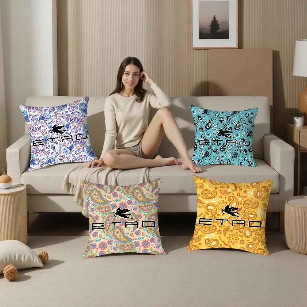 Design Classico E-Etro Federa Cuscino Tessuto Peluche Morbido Stampa Double Face Copricuscino Divano Copricuscini