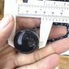 Black Stone Round Glass Ball Sculpture with Inlaid Eyes - No-Hole Design for Display and Decoration