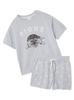 Seal Print JQD Pullover Shorts Set Blue & (PWNT252016) Women's