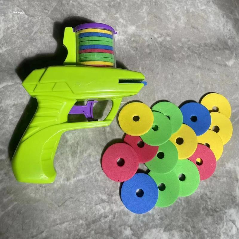 Kids Flying Discs Launcher Toys EVA Soft Bullet Toy Gun Mini Carrot Flying Saucer Shooting Gun Children Outdoor Games Sport Toy