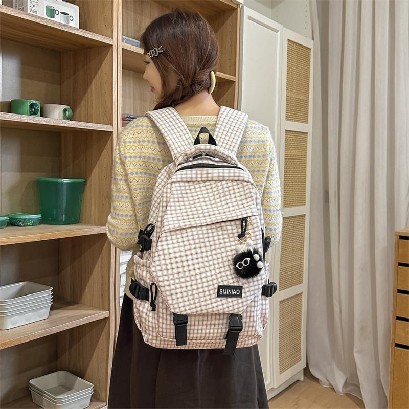 Mochila de Grande Capacidade Mochila Escolar para Campus Mochila Xadrez para o Trabalho