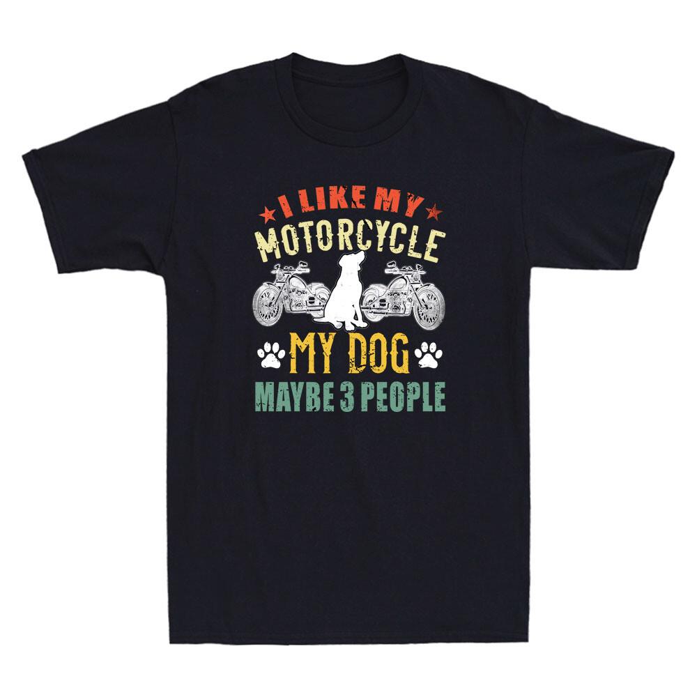 I Like My Motorcycle My Dog and Maybe 3 People Biker Funny Vintage Men T-shirt L
