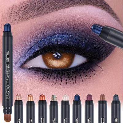 12-farbiger wischfester Lidschattenstift mit Pinselkopf, Glitzer, Matt und Schimmer, Buntstift-Lidschatten für langanhaltendes Make-up für Musikfestivals