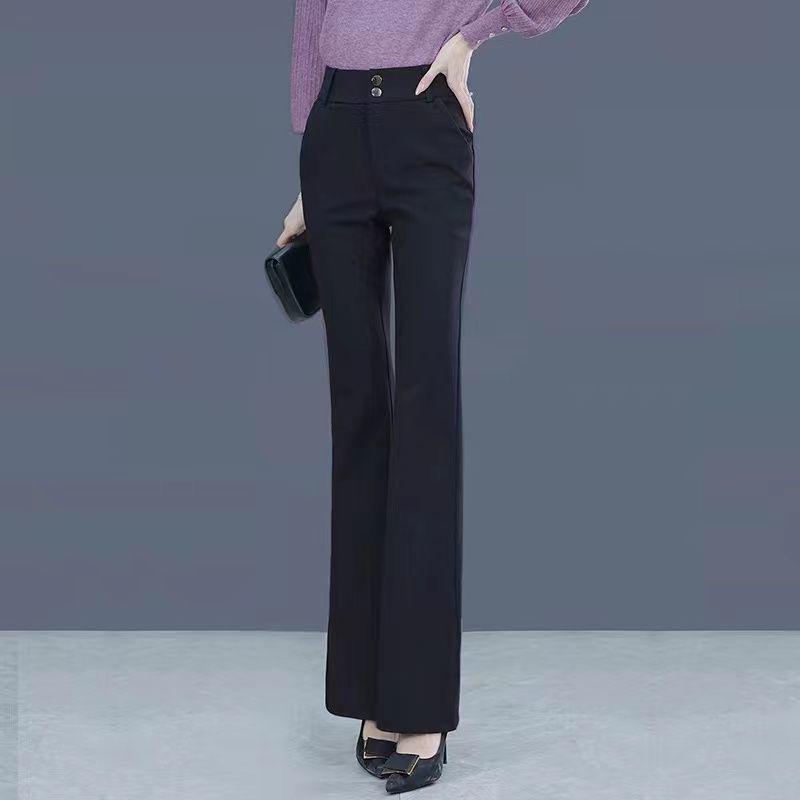 

2025 Spring/Summer Women s High Waist Stretch Micro Flare Pants - Slimming & Versatile, Nine-Tenths/Full Length S 27/80-90 lbs чёрный