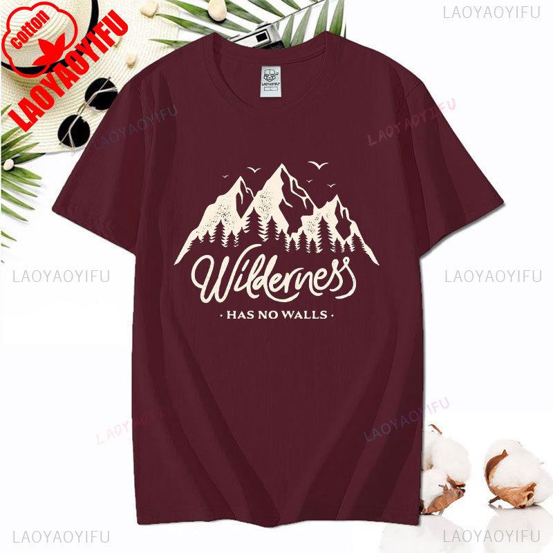 Fashion Hiking Graphic Tees Adventure Is Calling Shirt Mountain Themed T Shirt Outdoor Shirts Wilderness Graphic Tee Cotton Tops 4XL