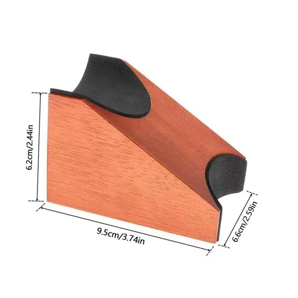 Wooden guitar neck rest with 2 heights and thick padding makes string changes and various maintenance tasks easier.