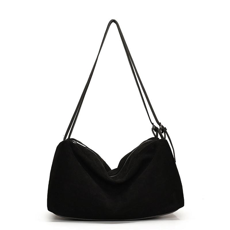 Ielgy Retro Matte Suede Tote Bag Large Capacity Commuter Armpit Order Shoulder Bag