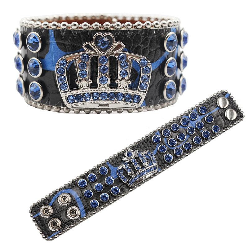Crown Rhinestone Bracelet Jewelry Fashionable Design Diamond PU Leather Bracelet Jewelry