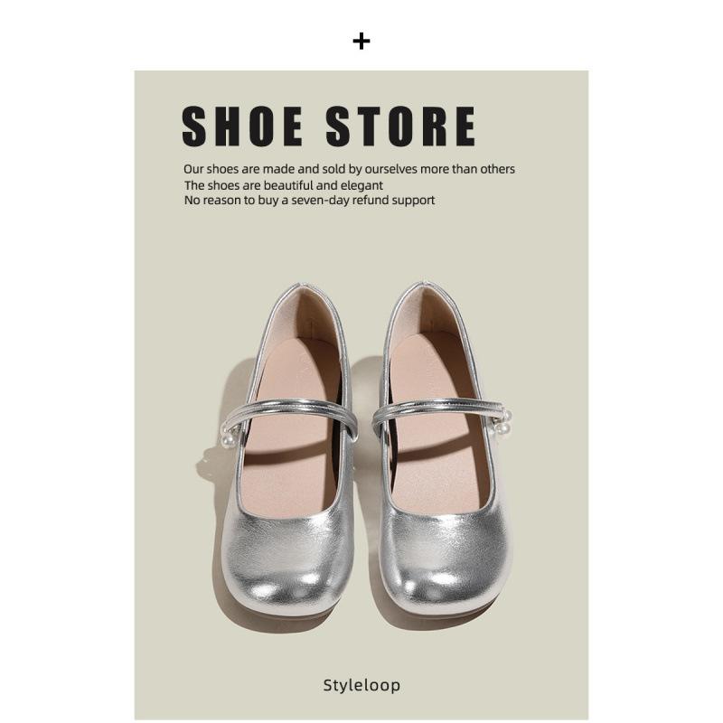 Small inner height increase pearl Mary Jane single shoes women's spring and autumn new women's shoes small size 323334