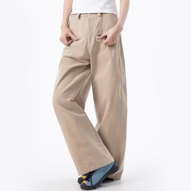 OWOX Women's Loose Straight-Leg Curved Cut Cotton Wide-Leg Pants