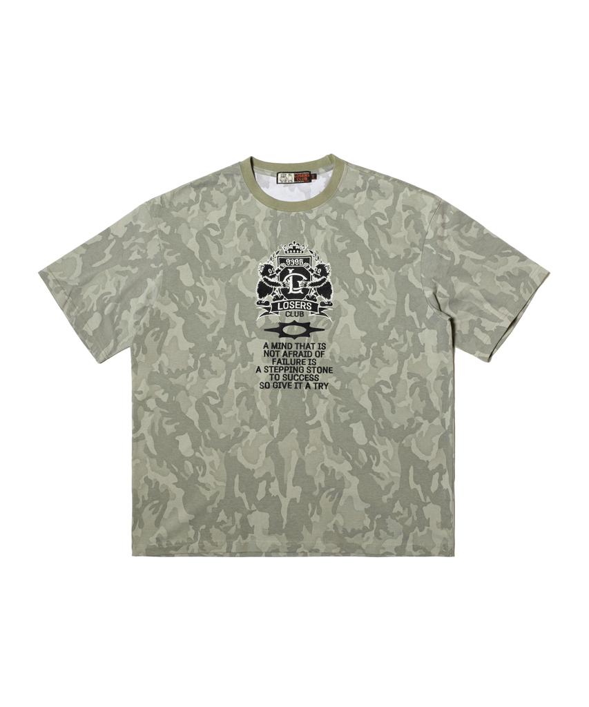 Lujeoseukeulleob Varsity Logo Short Sleeve T-Shirt Camo