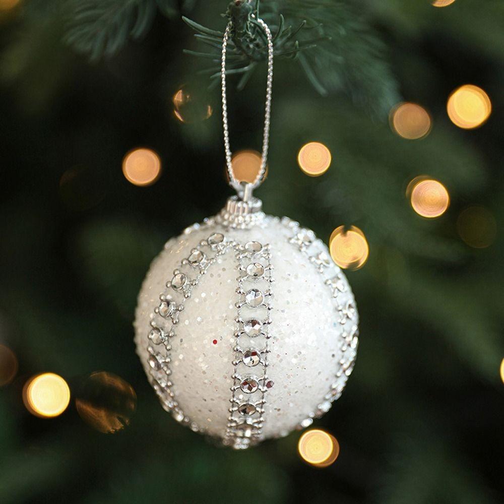 

6pcs White Gold Christmas Hanging Balls Xmas Tree Hanging Ornaments Home New Year Gifts Style 5