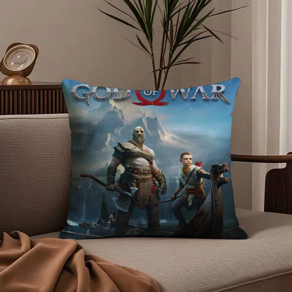 Anime G-God of W-War Ragnarok Pillow Case Anti-dustmite Pillowcase Invisible zipper silky short plush Sofa cushion cover