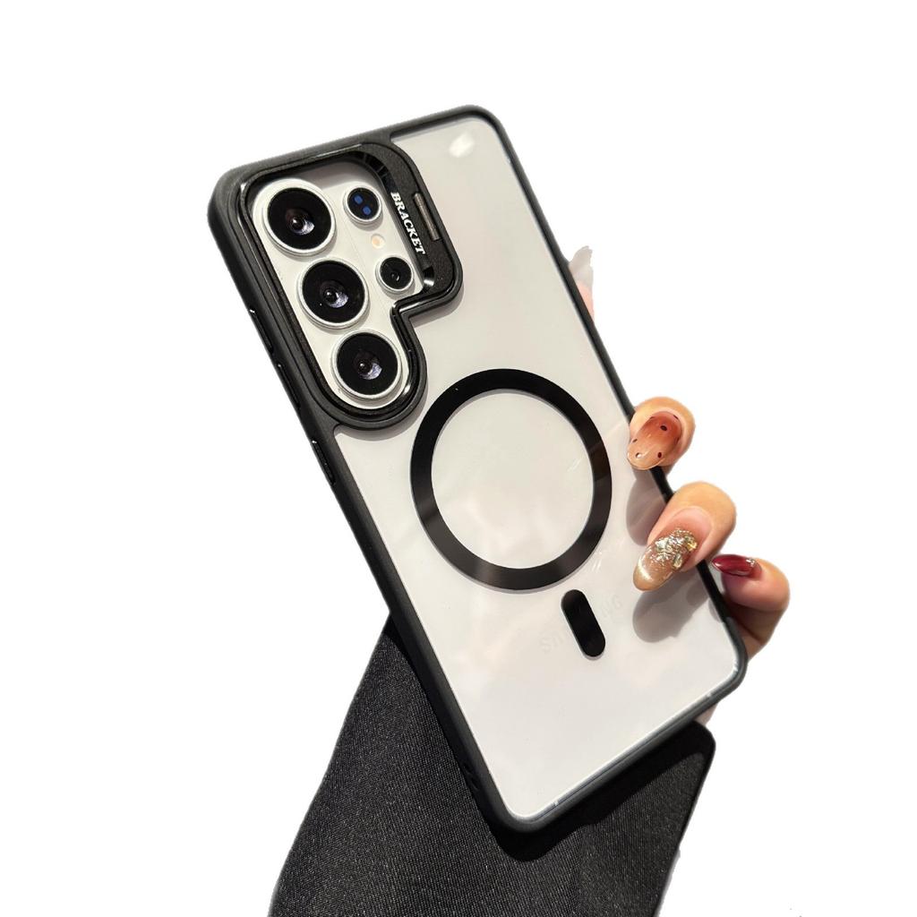 Applicable To Samsung S26Ultra Transparent Magnetic Mobile Phone Case S25Ultra Lens Holder Protective Case S24