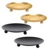 Modern Minimalist Round Iron Candle Holder with Footed Base In Gold and Black