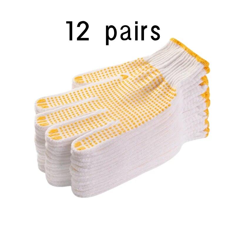 

Перчатки из чистого белого хлопка с точечным клеем на ладони, нескользящие, износостойкие, утолщенная резина для работы и охраны труда