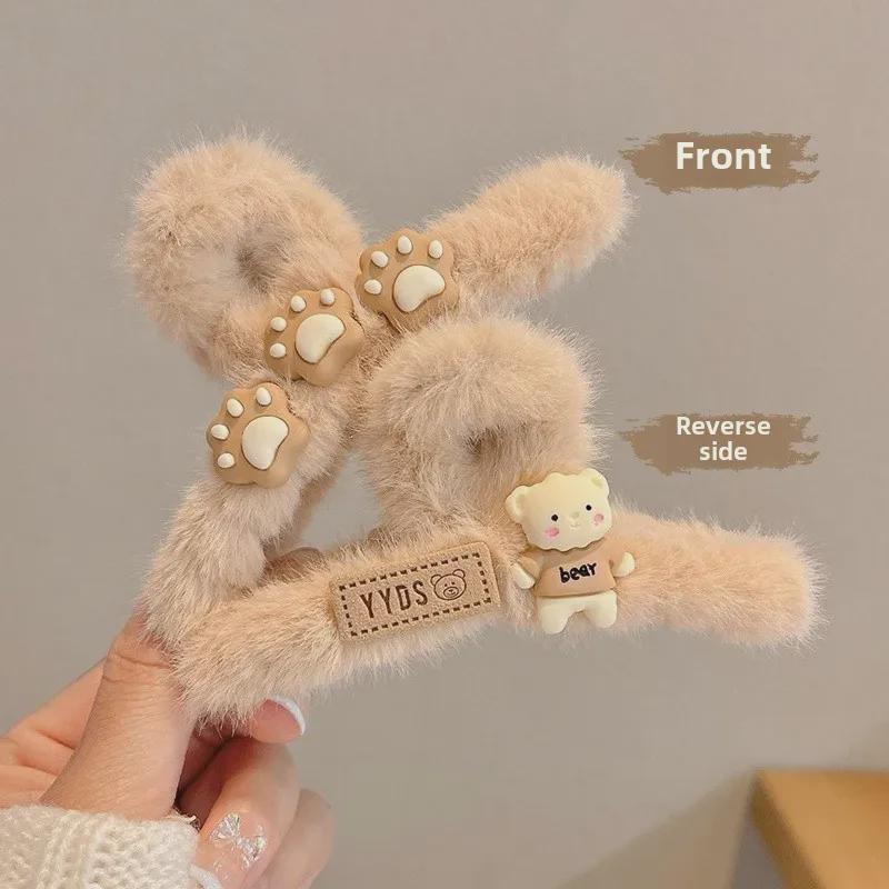 Plüsch-Haarspange für Herbst und Winter – Große Hai-Klammer im Ins-Stil für Damen