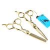 MCG-15 Gold Damascus Hairdressing Scissors Set: Straight, Serrated, Thinning Shears for Salon.